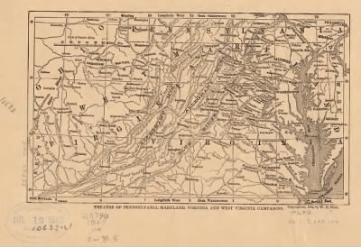 Thumbnail for Maryland, Pennsylvania, Virginia, West Virginia > Theatre of Pennsylvania, Maryland, Virginia and West Virginia campaigns. [1861-65] Emil Heubach [designer & engraver] Chicago.