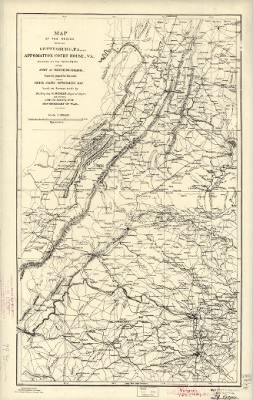 Gettysburg and Appomattox > Map of the region between Gettysburg, Pa. and Appomattox court house, Va. : including all the battle-fields [sic] of the Army of Northern Virginia / based on surveys made by Bvt. Brig. Gen. N. Michler, Major of Eng'rs. and ot