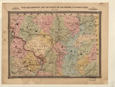 Thumbnail for District of Columbia, Maryland, Virginia > War map, showing the vicinities of Baltimore & Washington, compiled from the latest surveys by G. M. Hopkins, C. E.