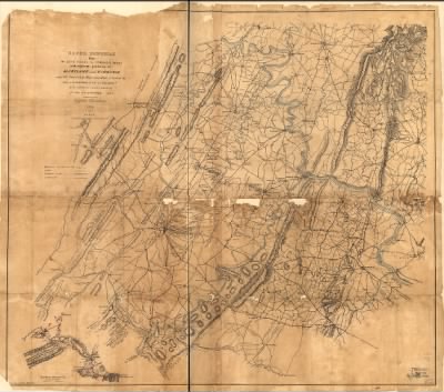 Thumbnail for Upper Potomac > Upper Potomac from McCoy's Ferry to Conrad's Ferry and adjacent portions of Maryland and Virginia compiled from county maps and maps prepared by Col. J. N. Macomb, A.D.C. Lt. Col. Engrs with additions and corrections by Lt. C