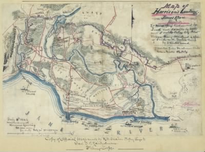 Thumbnail for Harrison's Landing (Charles City County) > Map of Harrison's Landing, James River, Virginia.