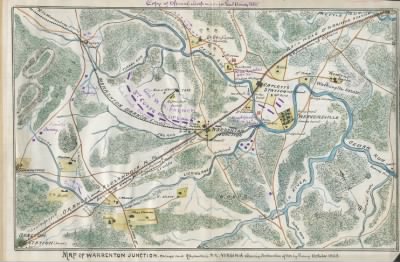 Orange and Alexandria Railroad > Map of Warrenton Junction, Orange and Alexandria R.R., Virginia shewing destruction of R.R. by enemy, October 1863.