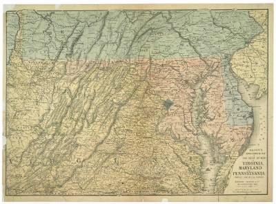 Thumbnail for Maryland, Pennsylvania, Virginia > Bacon's topographical map of the seat of war in Virginia, Maryland and Pennsylvania / compiled from official surveys.