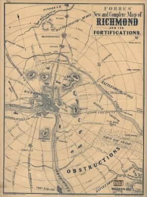 Thumbnail for Richmond > Forbes' new and complete map of Richmond and its fortifications Entered according to Act of Congress in the year 1864 by Forbes & Russell.