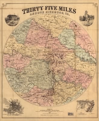 Richmond > Thirty five miles around Richmond, Va. / compiled by Jed. Hotchkiss, Top. Engineer, Staunton, Virginia, from the surveys of the C.S. Engineers, U.S. Engineers, and the U. States Coast Survey.