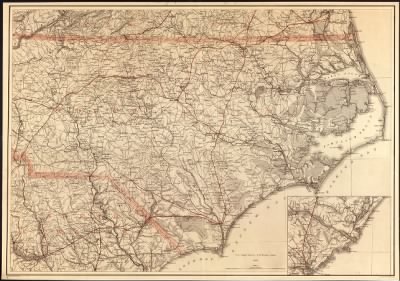 Thumbnail for North Carolina > [North Carolina, with adjacent parts of Virginia and South Carolina] / drawn by A. Lindenkohl.