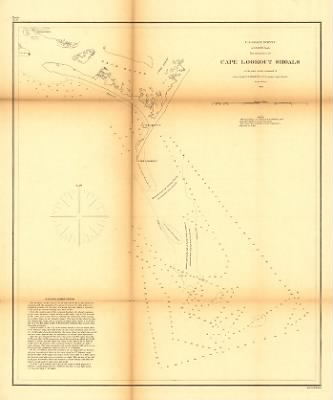 Thumbnail for Cape Lookout Shoals > Reconnoissance [sic] of Cape Lookout shoals by the party under command of Lieut. Comdr. T. S. Phelps, U.S.N. Assist. Coast Survey. Engd. by W. H. Davis.