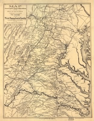 Thumbnail for Army of the Potomac > Map covering the field of operations of the Army of the Potomac Prepared to accompany the History of the Third Pennsylvania Cavalry. Compiled from official maps of the War Department. Drawn by N. D. Preston, Phil'a.