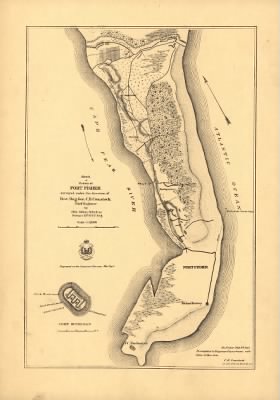 Fort Fisher > Sketch of vicinity of Fort Fisher / surveyed under the direction of Brvt. Brig. Gen. C.B. Comstock, chief engineer, by Otto Julian Schultze, Private, 15th N.Y. V. Eng.