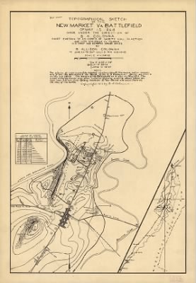 Thumbnail for New Market, Battle of > Topographical sketch of the New Market, Va., battlefield of May 15, 1864, made under the direction of B. A. Colonna, Cadet Captain, "D" Co., Corps of Cadets, V.M.I. in action, and late Assitant in Charge, U.S. Coast and Geode