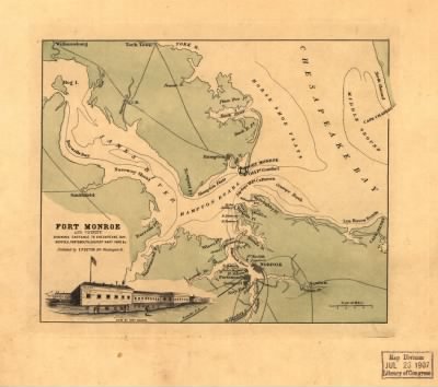 Fort Monroe > Fort Monroe and vicinity showing entrance to Chesapeake Bay, Norfolk, Portsmouth, Gosport Navy Yard &c.