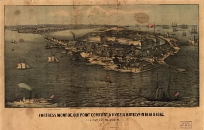 Thumbnail for Fort Monroe > Fortress Monroe, Old Point Comfort, & Hygeia Hotel, Va. in 1861 & 1862. The key to the South Entered according to Act of Congress in the year 1862 by E. Sachse & Co.