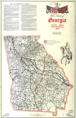 Thumbnail for Georgia > The State of Georgia, Civil War Centennial, 1864 : showing the major campaign areas and engagement sites of the Union and Confederate armies / prepared by State Highway Department of Georgia, Division of Highway Planning.