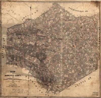 Thumbnail for Dinwiddie County > Map of Dinwiddie County, Va. / surveyed under the direction of A.H. Campbell, Capt. Eng'rs, P.A.C.S in ch'ge Top'l Dep't. D.N.Va. by S.L. Sommers & H.M. Graves, ass't engr's, 1864.