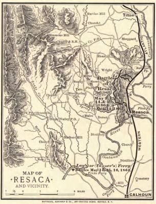 Resaca > Map of Resaca and vicinity. [1864] Prepared for and presented with compliments of Western and Atlantic R.R. Co.