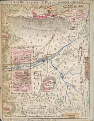 Thumbnail for Andersonville Prison > Plan of Andersonville Prison or "Camp Sumter," April, 1864. Drawn by R.K. Sneden, while a prisoner there, April, 1864.