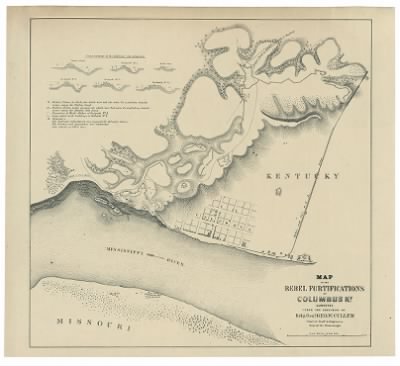 Thumbnail for Columbus > Map of the rebel fortifications at Columbus, Ky. / surveyed under the direction of Brig. Genl. Geo. W. Cullum, Chief of Staff & Engineers, Dept. of the Mississippi.