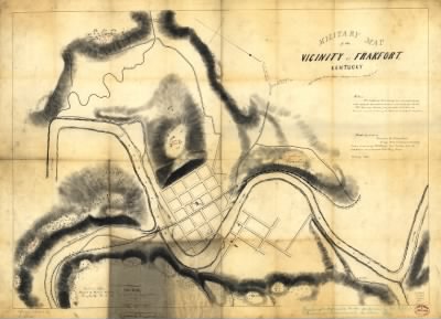 Thumbnail for Frankfort > Military map of the vicinity of Frankfort, Kentucky / made by order of Brig. Gen. Q.A. Gillmore, Comd'g District of Central Kentucky, under direction of T.B. Brooks, Capt. Vol. Engr's. A.D.C., by J.H. Brooks, civil assistant