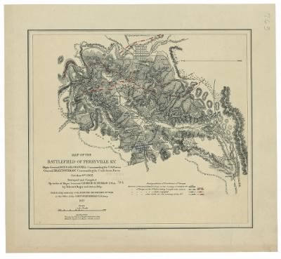 Perryville, Battle of > Map of the battlefield of Perryville, Ky. : Major General Don Carlos Buell commanding the U.S. forces, General Braxton Bragg commanding the Confederate forces. October 8th 1862 / surveyed and compiled by order of Major Genera