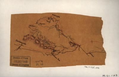 Thumbnail for Orange County > [Sketch of a portion of Orange County, Va. showing roads between Orange Court House, Gordonsville, and Liberty Mills].