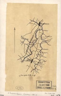 Thumbnail for Senandoah County > [Map of Shenandoah County between Mt. Jackson and New Market, Virginia].