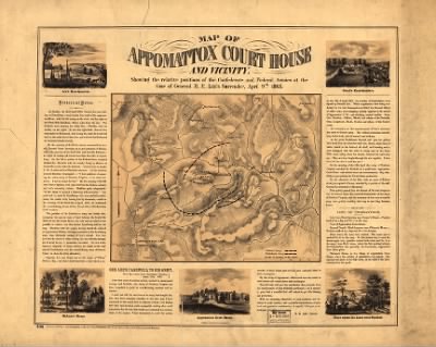 Thumbnail for Appomattox > Map of Appomattox Court House and vicinity. Showing the relative positions of the Confederate and Federal Armies at the time of General R. E. Lee's surrender, April 9th 1865.