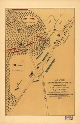 Dranesville > Map of the action at Drainsville, Va., December 20th 1861. U.S. forces commanded by Brig Gen. E. O. C. Ord. Drawn by H. H. Strickler, Co. A, 9th Pa. Reserve. Published by authority of the Hon. the Secretary of War, office of