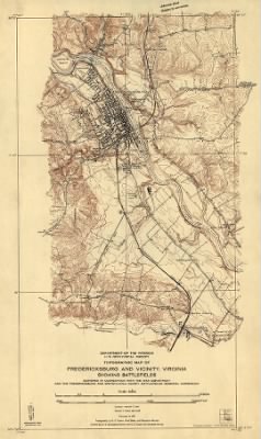 Fredericksburg, Battle of > Topographic map of Fredericksburg and vicinity, Virginia, showing battlefields Surveyed in cooperation with the War Department and the Fredericksburg and Spotsylvania County Battlefields Memorial Commission. Topography by G.