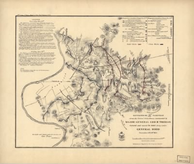 Thumbnail for Nashville > Battlefields in front of Nashville where the United States forces commanded by Major General Geo. H. Thomas defeated and routed the Rebel army under General Hood, December 15th & 16th 1864 / surveyed and drawn under the direc