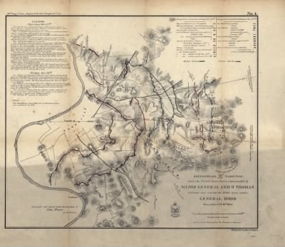 Thumbnail for Nashville, Battle of > Battlefields in front of Nashville where the United States forces commanded by Major General Geo. H. Thomas defeated and routed the Rebel army under General Hood, December 15th & 16th, 1864 / surveyed and drawn under the dire