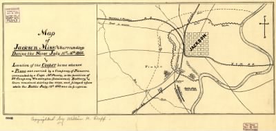 Jackson > Map of Jackson, Miss: and surroundings during the siege July 10th-16th, 1863, and location of the Cooper home whence a piano was carried by a company of pioneers, commanded by a Capt: McPheely, to the position of 5th Company,