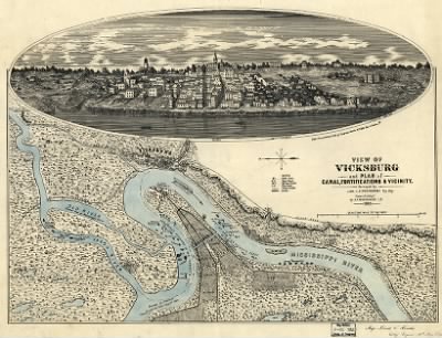 Thumbnail for Vicksburg > View of Vicksburg and plan of the canal, fortifications & vicinity Surveyed by Lieut. L. A. Wrotnowski, Top: Engr. Drawn & lithogd. by A. F. Wrotnowski C.E.