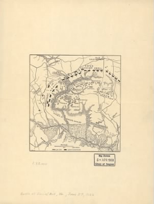 Gaines' Mill, Battle of > [Map of the battle field of Gaines's Mill, showing approximately the positions of infantry and artillery engaged / Wells, Jacob].