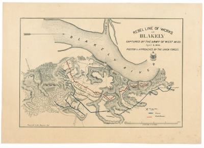 Fort Blakely > Rebel line of works at Blakely captured by the Army of West Miss., April 9, 1865 : Position & approaches by the Union forces.