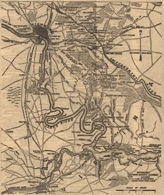 Thumbnail for Seven Days' Battles > The heart of the rebellion: scene of the late Seven Days battles near Richmond; new base of operations of the Army of the [P]otomac.