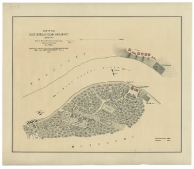 Thumbnail for Belmont, Battle of > Map of the battlefield near Belmont, Missouri / United States forces commanded by Brig. Gen. U.S. Grant, Nov. 7th 1861.