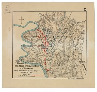 Antietam, Battle of > The field of Sharpsburg or of the Antietam : showing the positions of the armies at 3 p.m. on September 17, 1862 / drawn and printed by Geo. W. Stadly & Co.