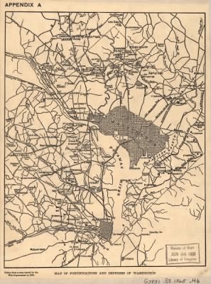 Thumbnail for Washington DC, fortifications > Map of fortifications and defenses of Washington.