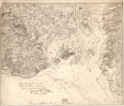 Washington DC, fortifications > [Map of the fortifications within the District of Columbia].