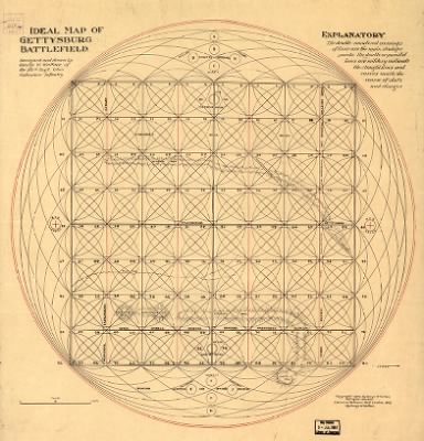 Thumbnail for Gettysburg, Battle of > Ideal map of Gettysburg battlefield Designed and drawn by George W. Wallace of the 116th Regt., Ohio volunteer Infantry.