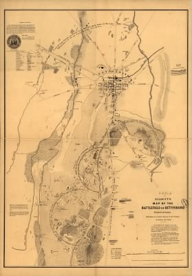 Thumbnail for Gettysburg, Battle of > Elliott's map of the battlefield of Gettysburg, Pennsylvania Made from an accurate survey of the ground by transit and chain. F. Bourquin & Co., liths., Philada.