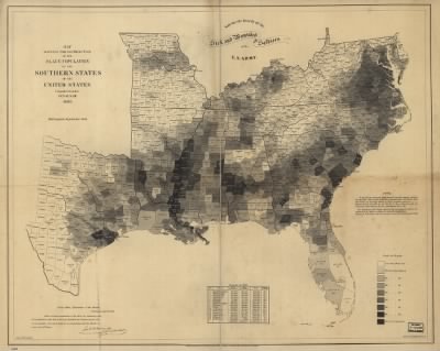 Thumbnail for Southern States, slave population > Map showing the distribution of the slave population of the southern states of the United States. Compiled from the census of 1860 Drawn by E. Hergesheimer. Engr. by Th. Leonhardt.