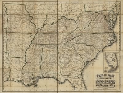 Thumbnail for Southern States, war maps > Perrine's new topographical war map of the southern states Taken from the latest government surveys and official reports. E. R. Jewett & Co., engravers, Buffalo, N. Y. Entered according to Act of Congress, in the year 1863, b