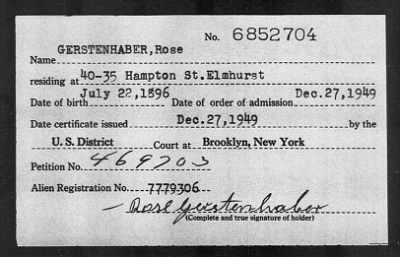 Thumbnail for 1949 > GERSTENHABER, Rose