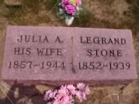 Thumbnail for Julia A. and Legrand Stone gravestone