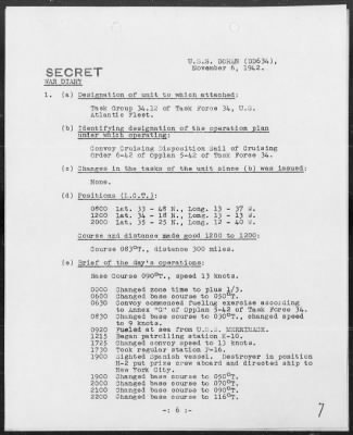 USS DORAN > War Diary, 11/1-30/42