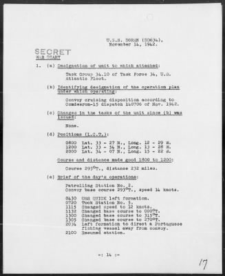 USS DORAN > War Diary, 11/1-30/42