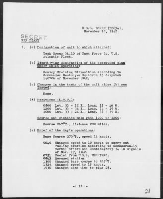 USS DORAN > War Diary, 11/1-30/42