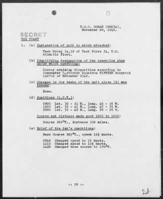 USS DORAN > War Diary, 11/1-30/42