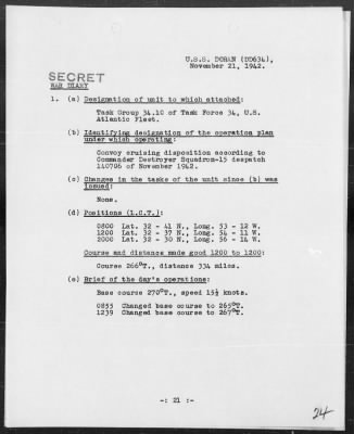 USS DORAN > War Diary, 11/1-30/42